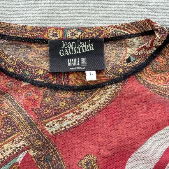 Vintage Y2K Paisley JPG Mesh Top - Picture 3 of 5